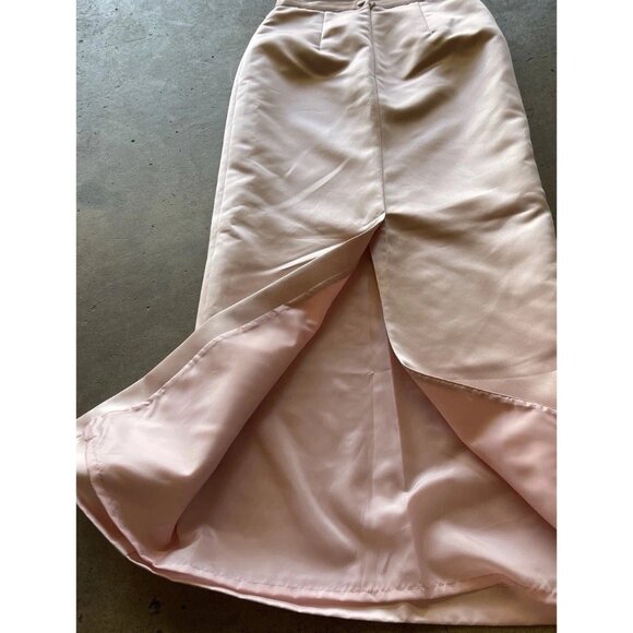 Vintage Pinky & Me Skirt Womens Size 4 Pink Formal Satin Long Maxi Lined Back - Picture 9 of 13